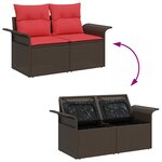 vidaXL Ensemble de canapé de jardin 6 Pièces Beige Rouge 55 x 55 x 37 cm