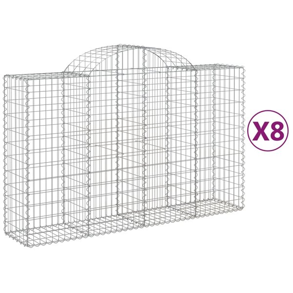 vidaXL Paniers à gabions arqués 8 Pièces 200x50x120/140 cm Fer galvanisé