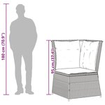 vidaXL Canapé d'angle de jardin avec coussins marron résine tressée