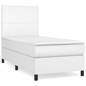 vidaXL Sommier à lattes de lit avec matelas Blanc 90x190 cm Similicuir