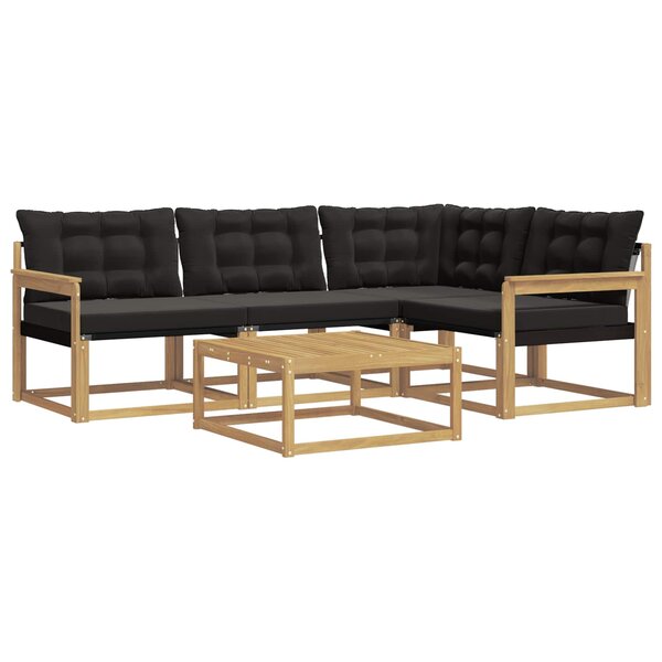 vidaXL Ensemble de canapés d'extérieur 5 pc Blanc et noir