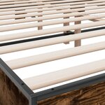 vidaXL Cadre de lit chêne fumé 150x200 cm bois d'ingénierie et métal