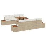 vidaXL Set de salle à manger de jardin 9 pièces avec coussins en poly rotin beige et acacia