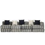 vidaXL Pouf modulaire à 4 places Gris rayé Tissu
