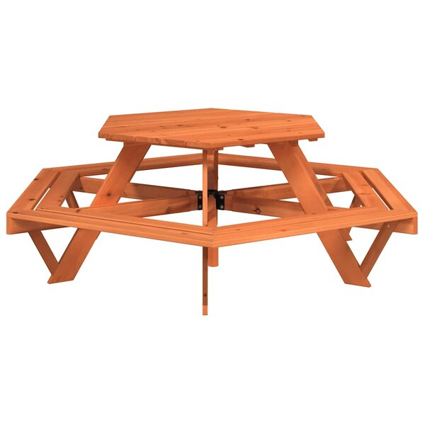 vidaXL Table de pique-nique pour 6 enfants avec bancs hexagonal sapin
