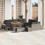 vidaXL Ensemble de canapé de jardin 13 Pièces Gris Poly rotin