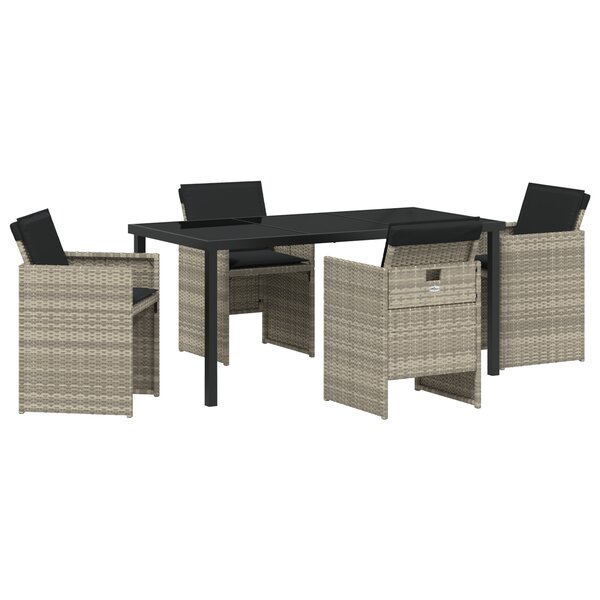 vidaXL Ensemble de salle à manger jardin 5 pièces avec coussins gris clair poly rattan
