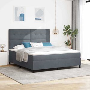 vidaXL Lit à ressort LED avec matelas Gris foncé 180 x 200 cm tissu