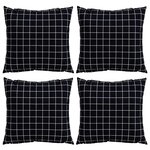vidaXL Coussins Éparpillés 4 pc Tissu en Polyester Carreaux Noirs