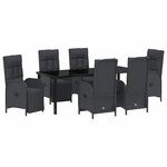 vidaXL Ensemble de salle à manger pour jardin 7 pc Noir polyrotin