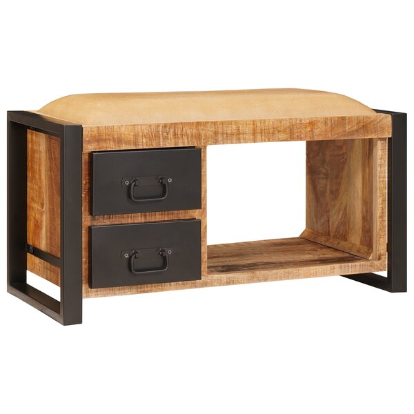 vidaXL Banc de rangement avec toile 80x35x40 cm en bois massif brut de mangue