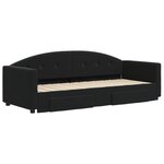 vidaXL Lit de jour avec gigogne et tiroirs sans matelas noir 80x200 cm