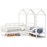 vidaXL Ensemble de lit de jour et de banc et toit sans matelas blanc