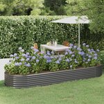 vidaXL Lit surélevé de jardin Acier galvanisé 322x100x36cm gris