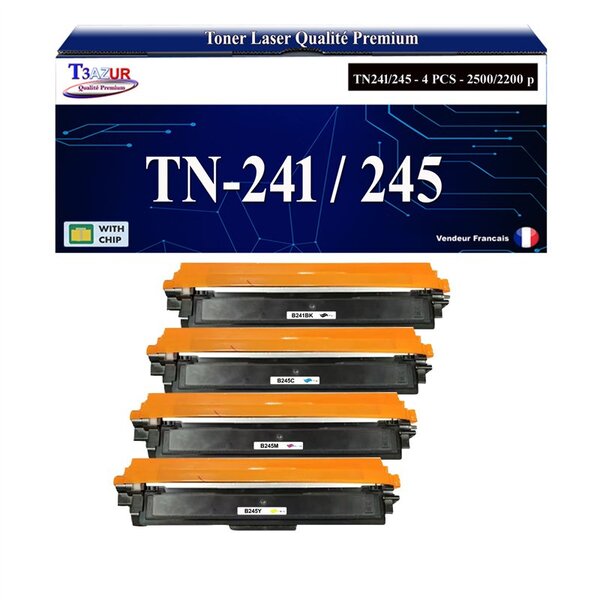 T3AZUR - 4x Toners compatibles avec Brother TN241/ TN245 pour Brother DCP-9022CDW  DCP9022CDW