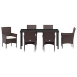 vidaXL Ensemble de salle à manger pour jardin 7 Pièces Marron Poly rotin