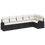 vidaXL Ensemble de canapé de jardin 6 Pièces Noir  blanc Poly rotin
