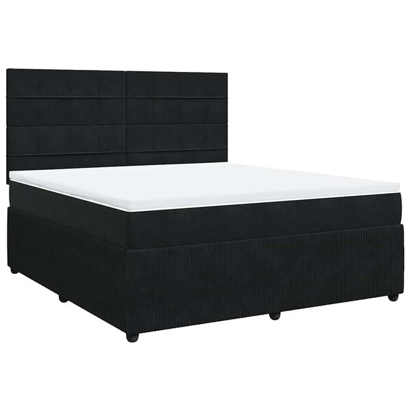 vidaXL Sommier à lattes de lit avec matelas Noir 180x200 cm Velours