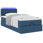 vidaXL Lit ottoman avec matelas et LED Bleu 100x200 cm Tissu