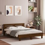vidaXL Cadre de lit avec LED sans matelas chêne marron 140x190 cm