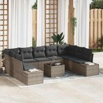 vidaXL Ensemble de canapé de jardin 10 Pièces Gris Poly rotin
