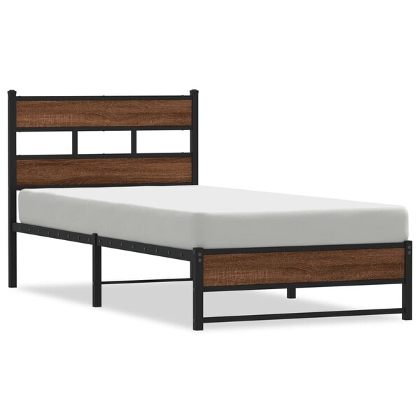 vidaXL Cadre de lit en métal sans matelas chêne marron 90x200 cm
