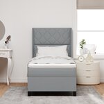 Lit Box Spring vidaXL avec Matelas & Lumière LED Gris clair 90x200 cm Tissu
