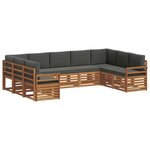 vidaXL Ensemble de canapés d'extérieur 9 pc Naturel et Anthracite