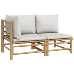 vidaXL Salon de jardin 2 Pièces avec coussins gris clair bambou