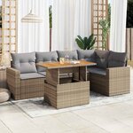 vidaXL Salon de jardin avec coussins 6 Pièces beige résine tressée