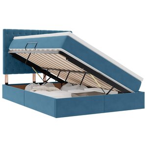 vidaXL Lit avec rangement et matelas Bleu foncé 140 x 200 cm Velours