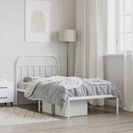 vidaXL Cadre de lit métal sans matelas et tête de lit blanc 107x203 cm
