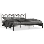 vidaXL Cadre de lit métal avec tête de lit noir 193x203 cm