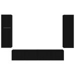 vidaXL Ensemble meuble TV Montage mural 4 Pièces Noir Bois d'ingénierie