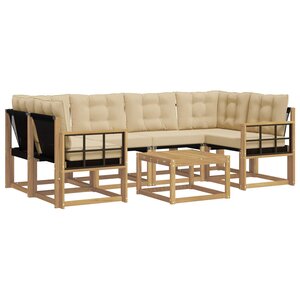 vidaXL Ensemble de canapés d'extérieur 7 pc Blanc et Beige
