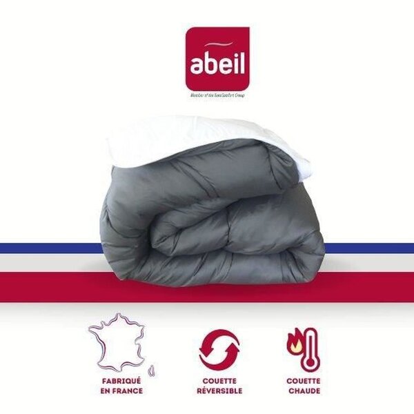 Couette bicolore 140 x 200 cm - Blanc et gris