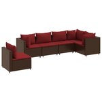 vidaXL Salon de jardin 6 Pièces avec coussins Marron Résine tressée
