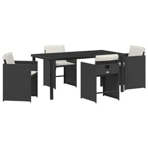 vidaXL Ensemble de salle à manger pour jardin 5 Pièces Noir polyrotin