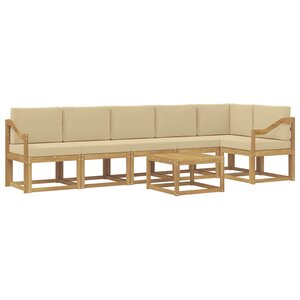 vidaXL Ensemble de canapés d'extérieur 7 Pièces Blanc et Beige Polyester
