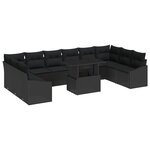 vidaXL Ensemble de sofa de jardin de 11 pièces avec coussins en poly rotin noir