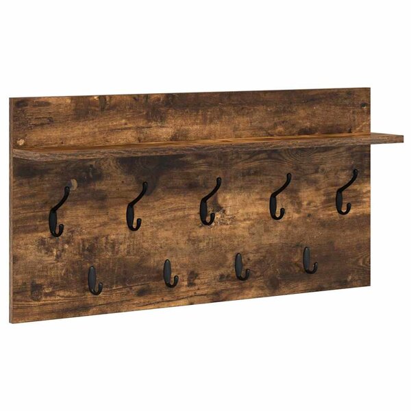 vidaXL Porte-manteau mural avec étagère Chêne fumé 80 x 40 x 12 cm