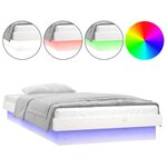 vidaXL Cadre de lit à LED sans matelas blanc 90x200 cm bois massif