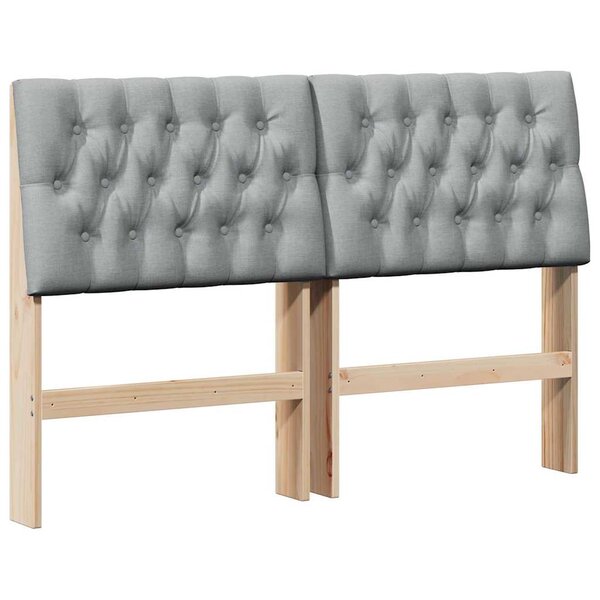 vidaXL Tête de lit capitonnée Gris clair 140 cm Pin massif