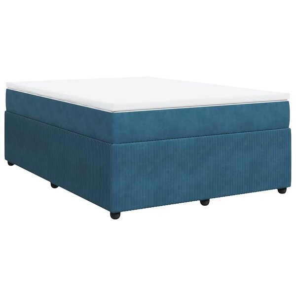 vidaXL Sommier à lattes de lit et matelas Bleu foncé 140x200cm Velours