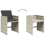 vidaXL Ensemble à manger de jardin et coussins 9 Pièces gris clair rotin