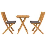 vidaXL Ensemble bistro de jardin 3 Pièces Marron Bois d'acacia massif