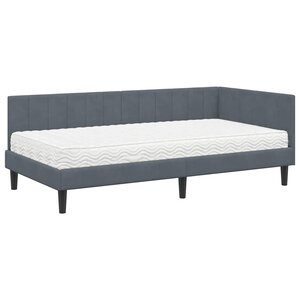 vidaXL Cadre de lit d'angle Gris foncé 90 x 200 cm Velours