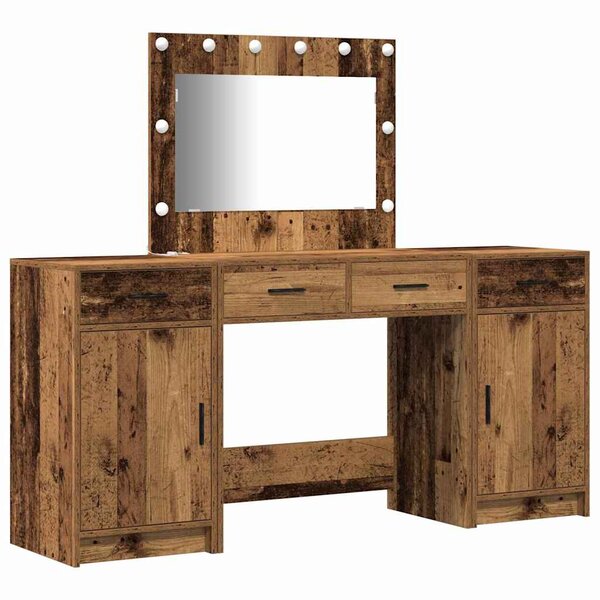 vidaXL Table de Toilette avec tiroir 3 Pièces Marron Bois d'ingénierie