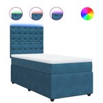 vidaXL Sommier à lattes de lit avec matelas bleu 90x190 cm velours