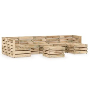 vidaXL Salon de jardin 8 Pièces Bois de pin imprégné de vert